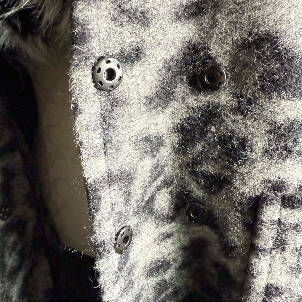 Tracy Reese New York Leopard Print Faux Fur Wool Blend Coat Size S - Picture 6 of 12